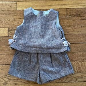 Zara kids- size 2/3 years Romper. Faux 2pc set shorts and tank pink/brown wool